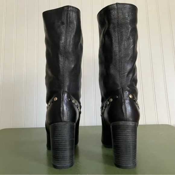 NWT Free People STUDDED DAKOTA Mid Calf Boots in Black Leather *Italy* - Picture 8 of 13